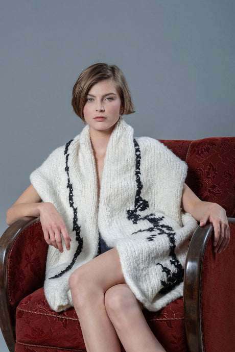 Farah white cashmere and silk cardigan, handcrafted — Wooly Rouge
