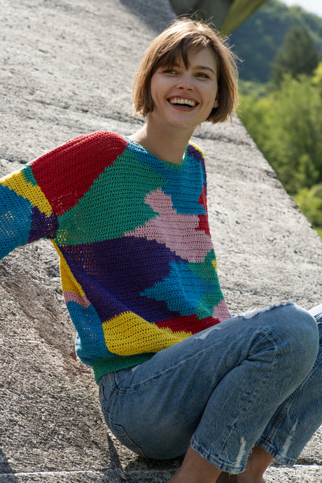 Gwen handcrafted crochet crew neck pullover — Wooly Rouge