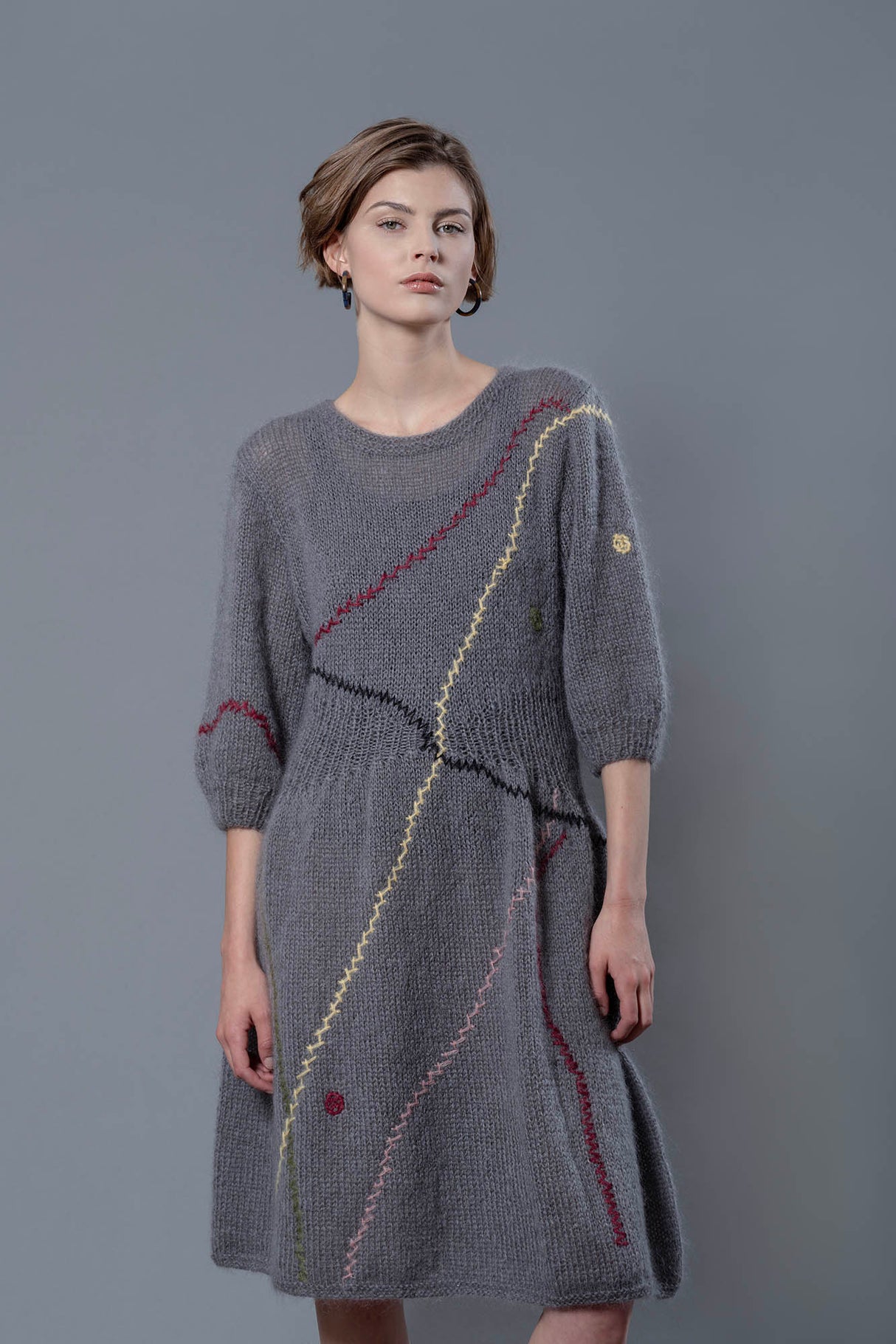 Maia crew neck mohair and merino dress, handmade in a relaxed fit — Wooly Rouge
