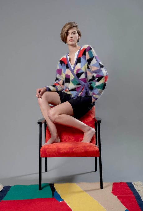 Mary mohair wrap cardigan, handmade with a flattering V-neckline — Wooly Rouge