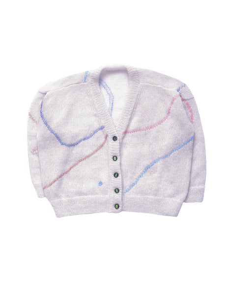 Mia V-neck mohair and merino cardigan, handcrafted in soft pink — Wooly Rouge