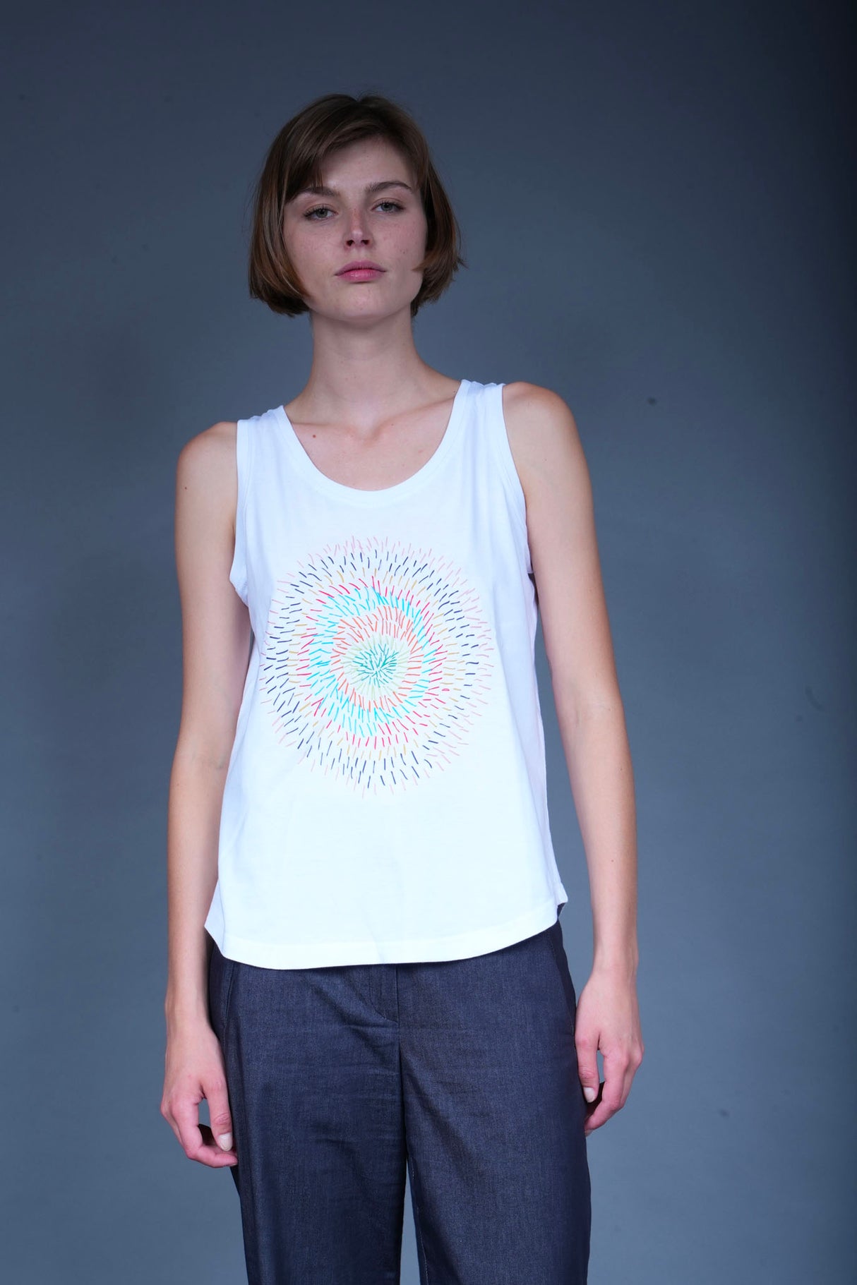 Wooly Rouge x Sasha hand-embroidered T-shirt N°18, unique artwork — Wooly Rouge