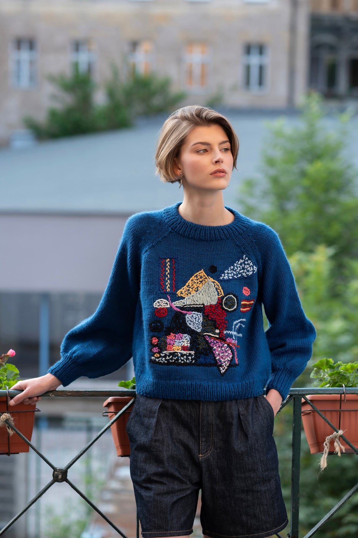 Vanessa Treat handknit wool sweater with playful embroidered motifs — Wooly Rouge