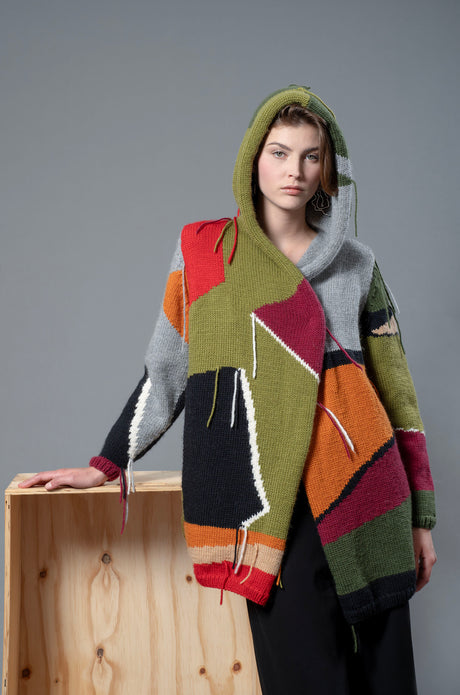 Victoria Moss handcrafted wool sweater in earthy green tones — Wooly Rouge