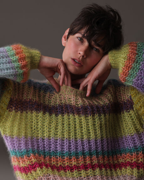 Fana handcrafted knit sweater in natural yarn, relaxed fit — Wooly Rouge