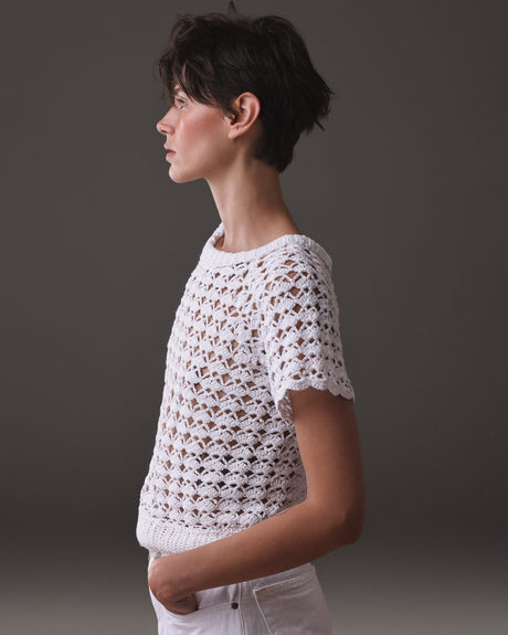 Rabi handknitted top in natural yarn, relaxed silhouette — Wooly Rouge