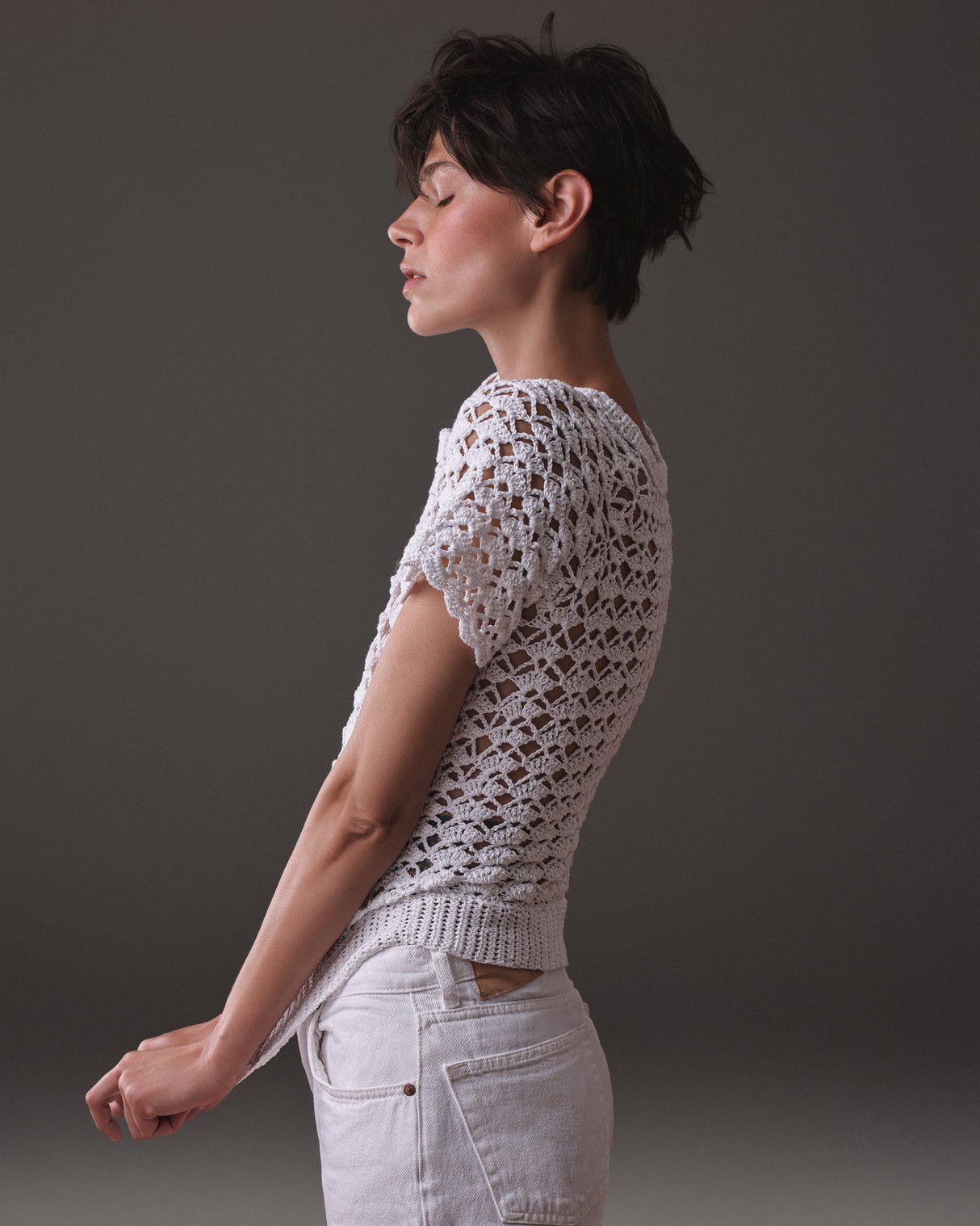 Rabi handknitted top in natural yarn, relaxed silhouette — Wooly Rouge