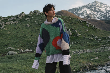 Ras handmade crew neck sweater, artisan knit in soft yarn — Wooly Rouge