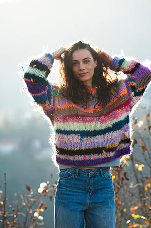 Nora crew neck mohair sweater, handcrafted in a relaxed fit — Wooly Rouge