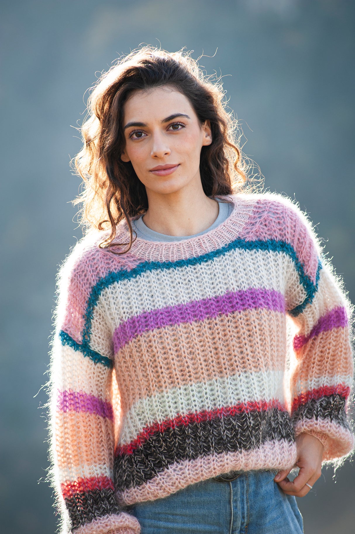 Fama mohair pullover sweater, handmade with a soft fluffy texture — Wooly Rouge
