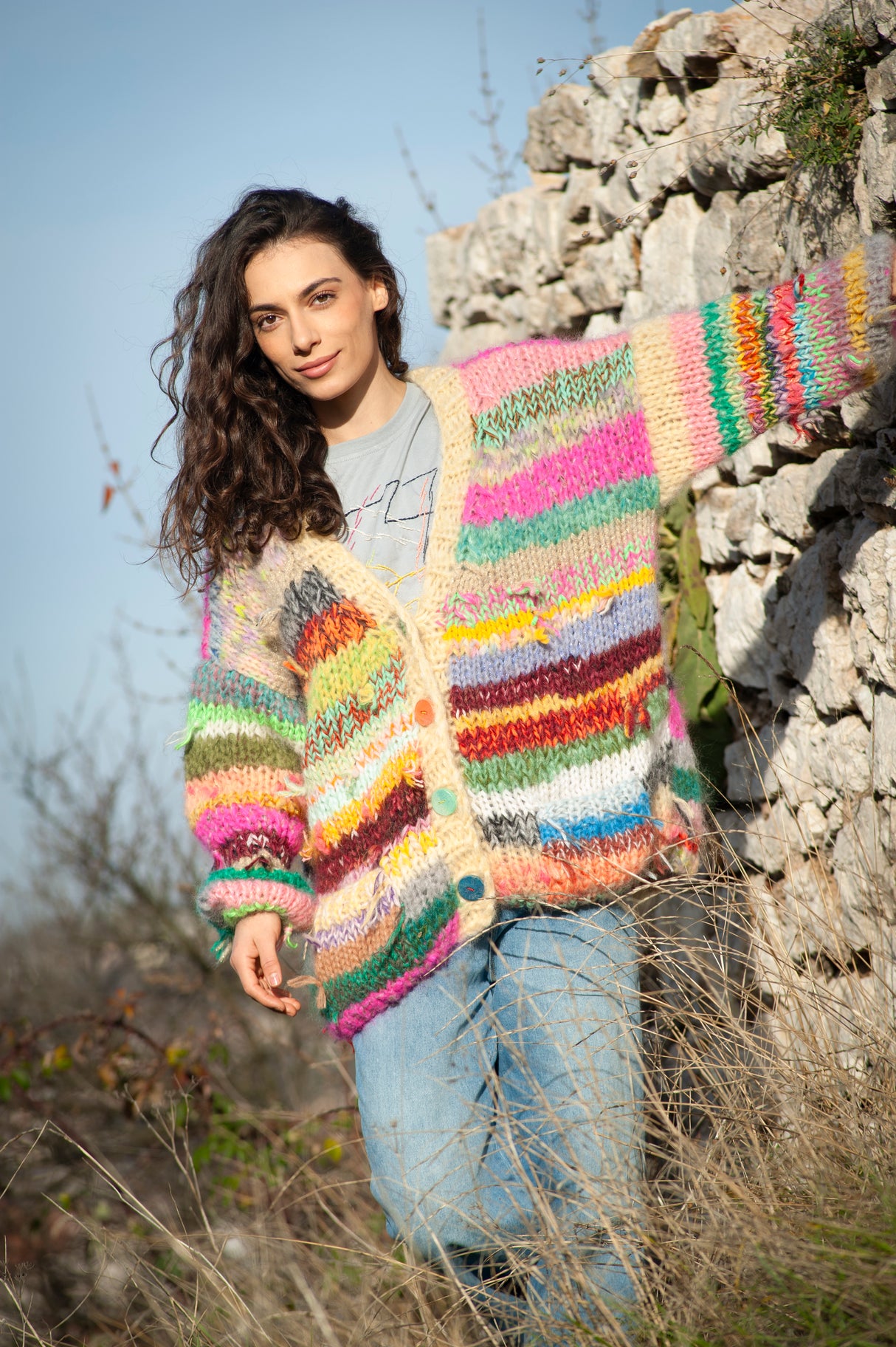 Nama long mohair cardigan, handcrafted with open-front silhouette — Wooly Rouge