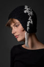 Fin embroidered cashmere and silk ear-flap hat, handcrafted — Wooly Rouge