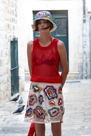 Galilea sleeveless handcrafted crochet top in cotton — Wooly Rouge