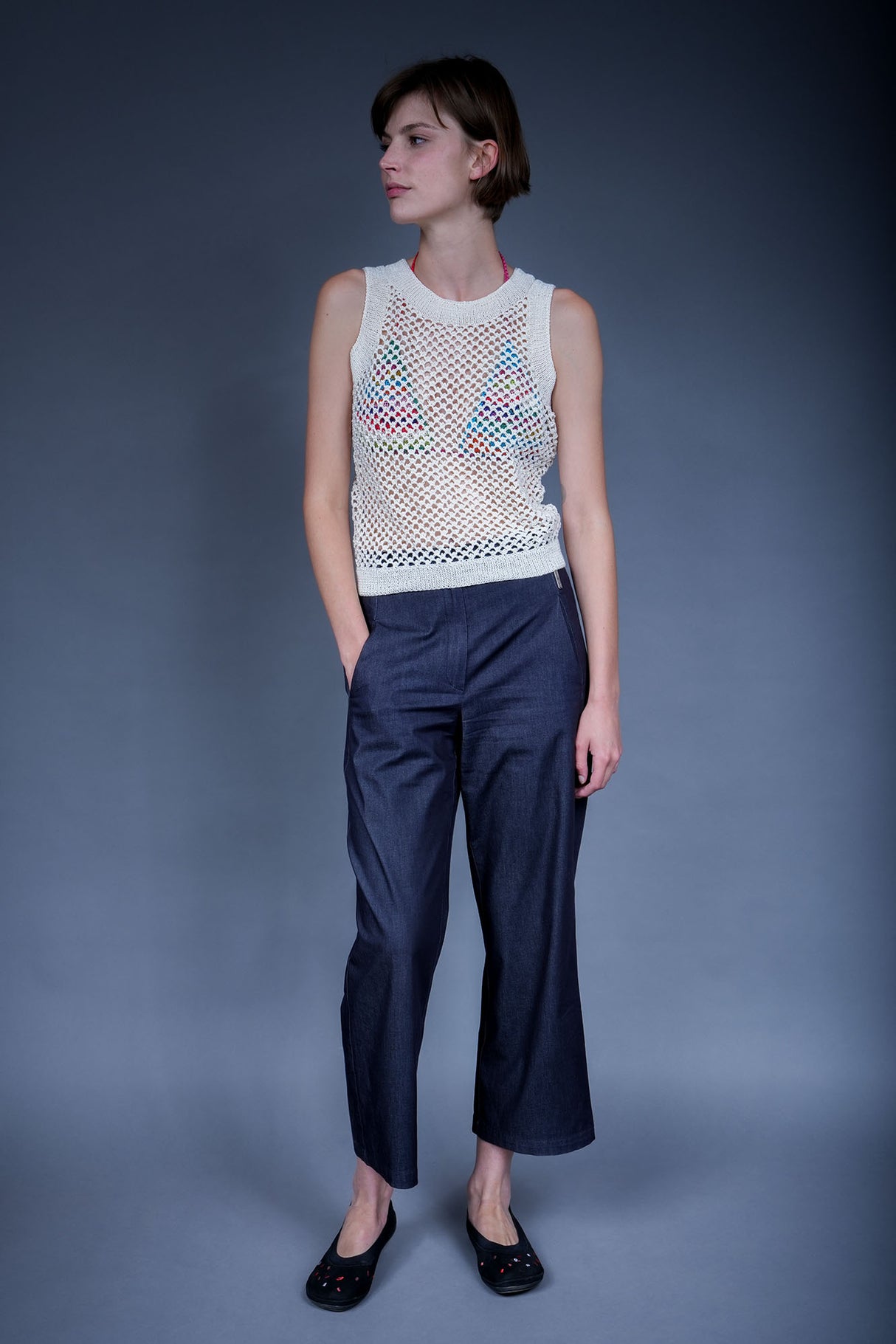 Galilea sleeveless handcrafted crochet top in cotton — Wooly Rouge