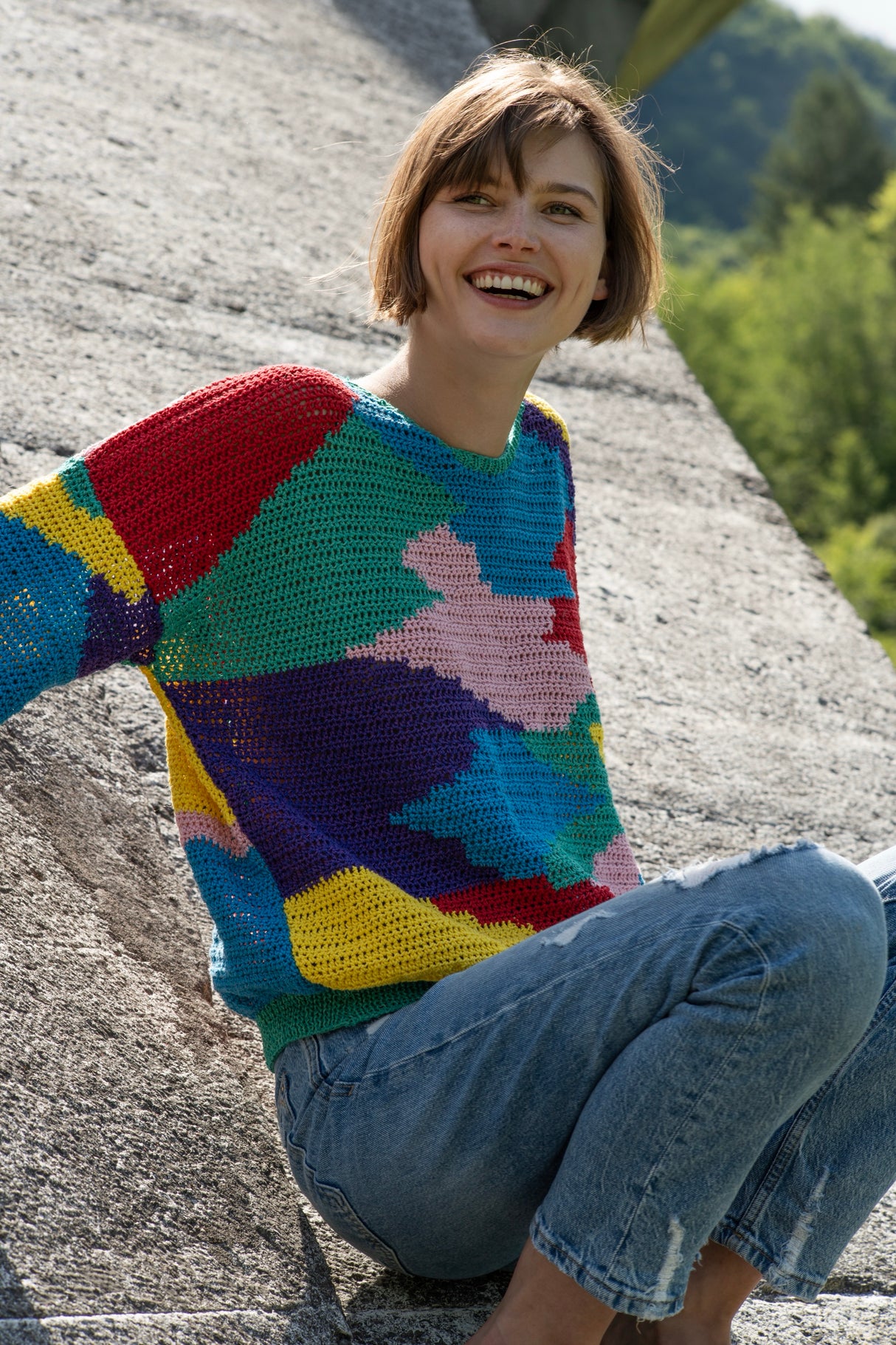 Gwen handcrafted crochet crew neck pullover — Wooly Rouge