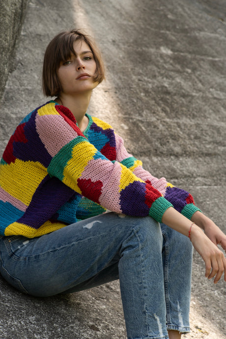 Gwen handcrafted crochet crew neck pullover — Wooly Rouge