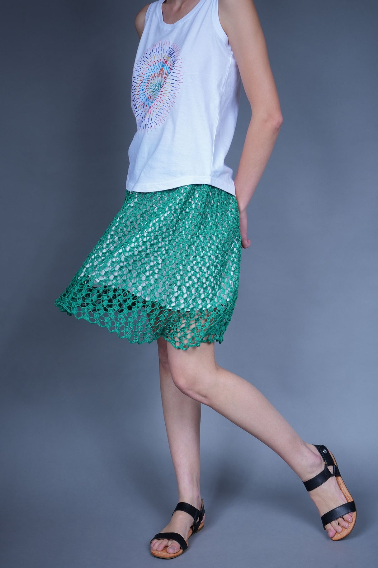 Gloria handcrafted crochet cotton skirt, lightweight summer style — Wooly Rouge