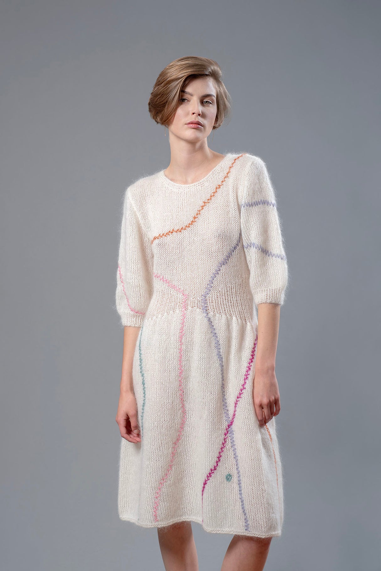 Maia crew neck mohair and merino dress, handmade in a relaxed fit — Wooly Rouge