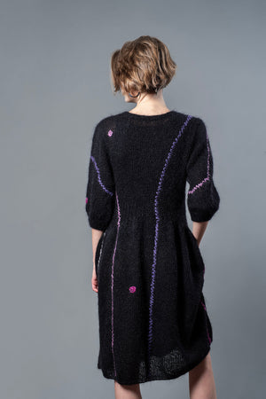 Maia crew neck mohair and merino dress, handmade in a relaxed fit — Wooly Rouge