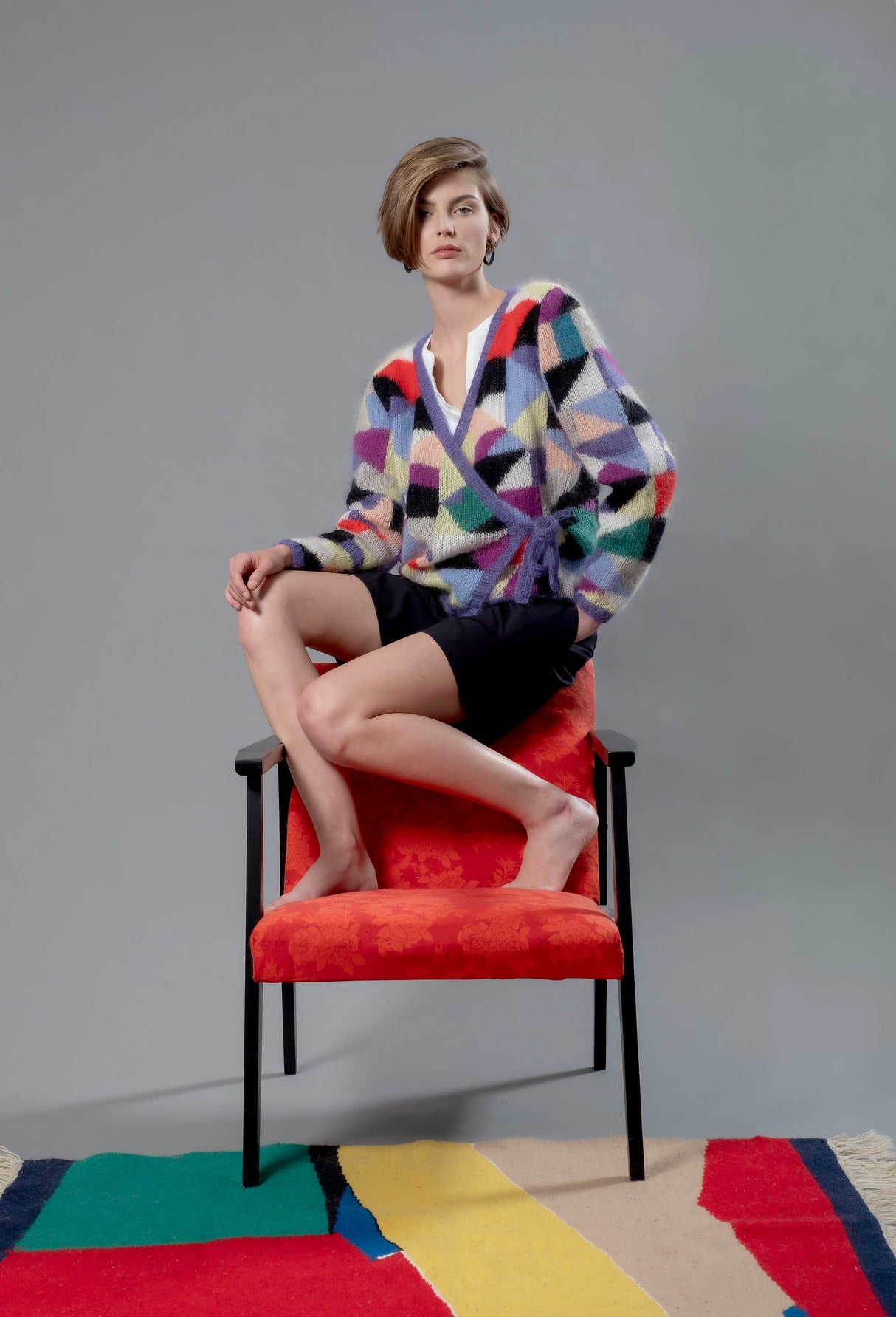 Mary mohair wrap cardigan, handmade with a flattering V-neckline — Wooly Rouge