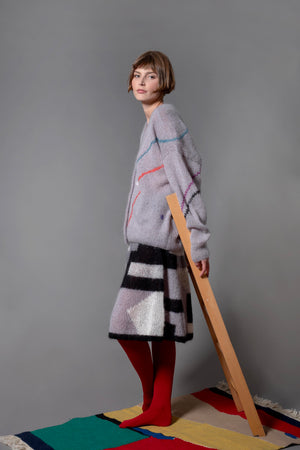 Mia V-neck mohair and merino cardigan, handcrafted — Wooly Rouge