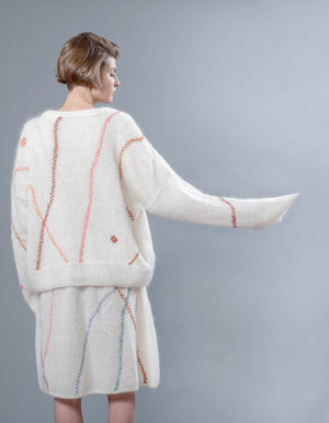Mia V-neck mohair and merino cardigan, handcrafted — Wooly Rouge