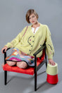Mia V-neck mohair and merino cardigan, handcrafted — Wooly Rouge