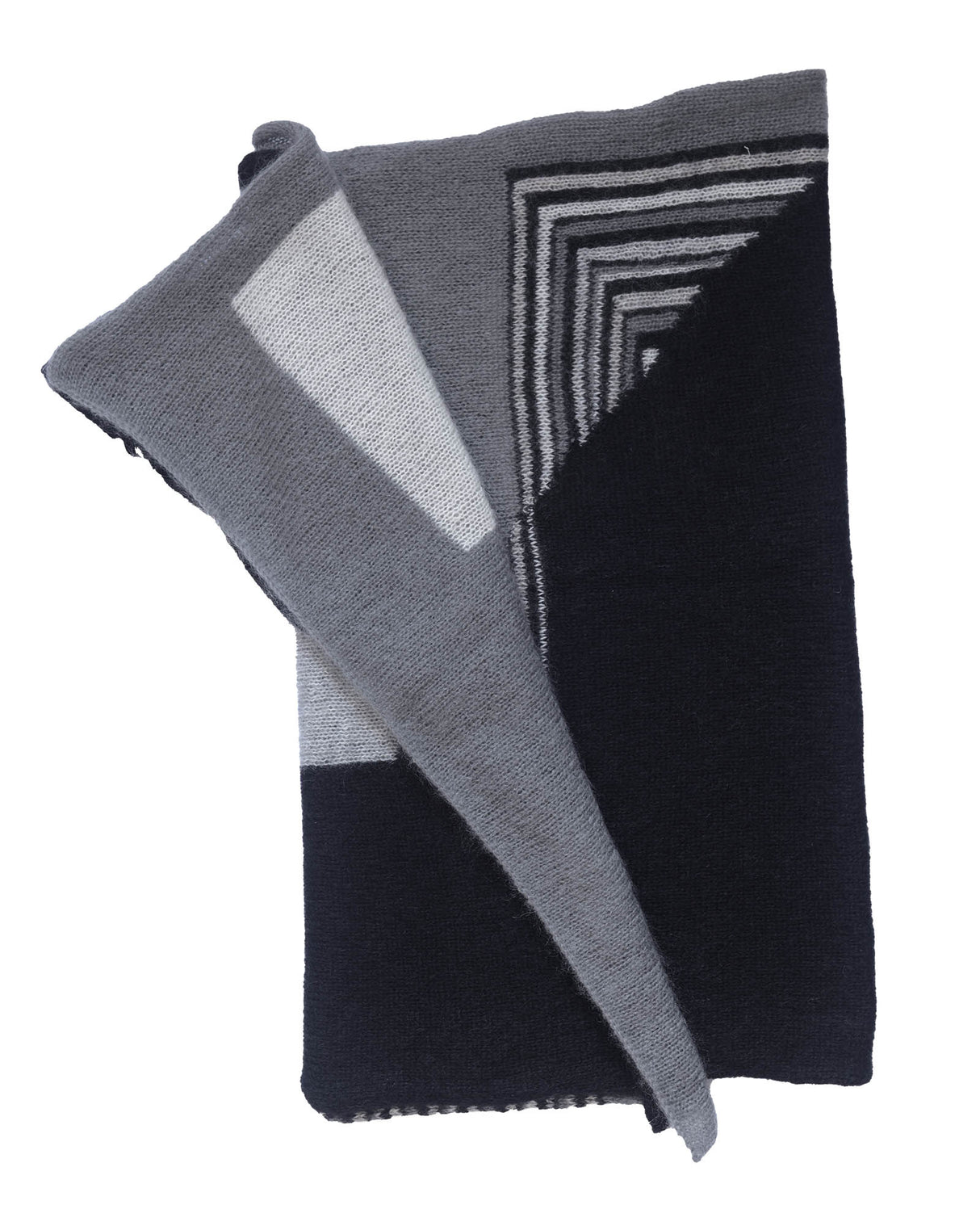 Mina black and white mohair shawl, handcrafted in bold graphic pattern — Wooly Rouge
