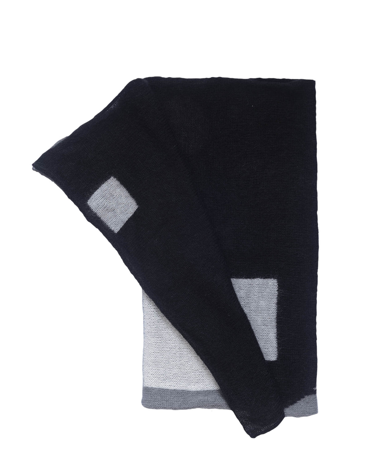 Mina black and white mohair shawl, handcrafted in bold graphic pattern — Wooly Rouge