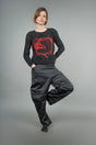 Camille black hand-embroidered wool crew neck sweater — Wooly Rouge