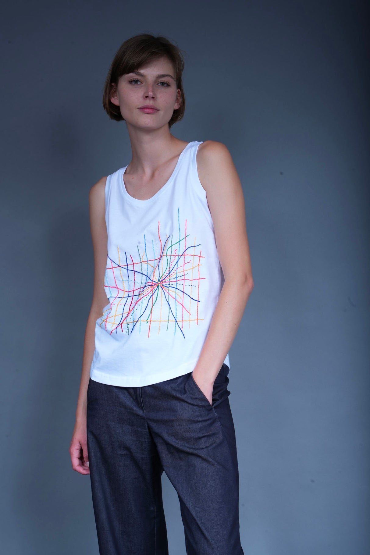 Wooly Rouge x Sasha hand-embroidered T-shirt N°20, unique artwork — Wooly Rouge