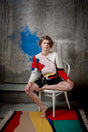 Valeria handknit sweater in a rich colourblock palette — Wooly Rouge