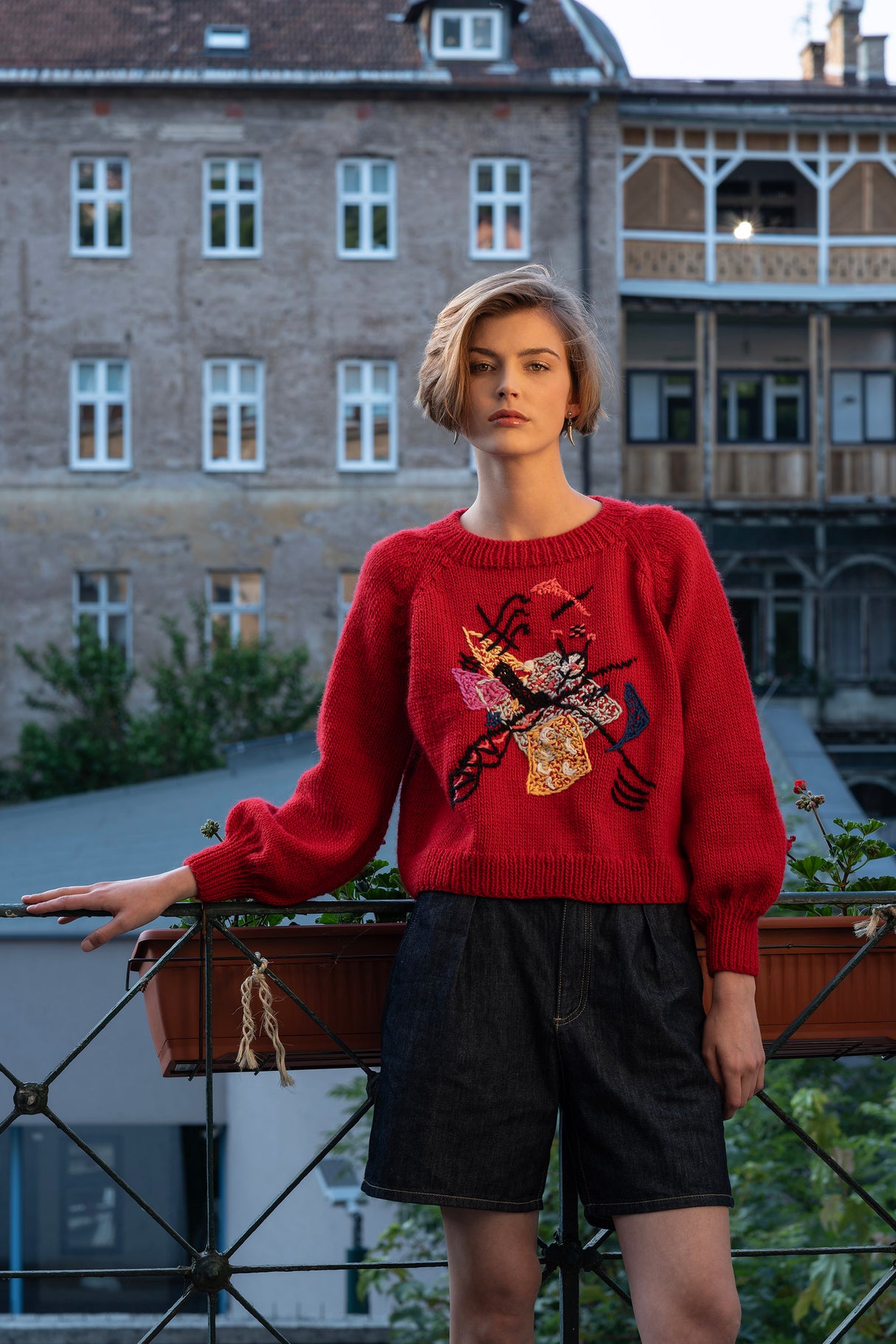 Vanessa Home handknit wool sweater with embroidered home motifs — Wooly Rouge