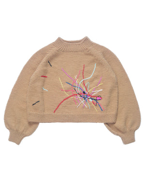 Vanessa Lines handknit wool sweater with colourful embroidered line motifs — Wooly Rouge