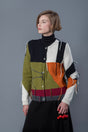 Vaya colourblock wool cardigan with handknitted patchwork panels — Wooly Rouge