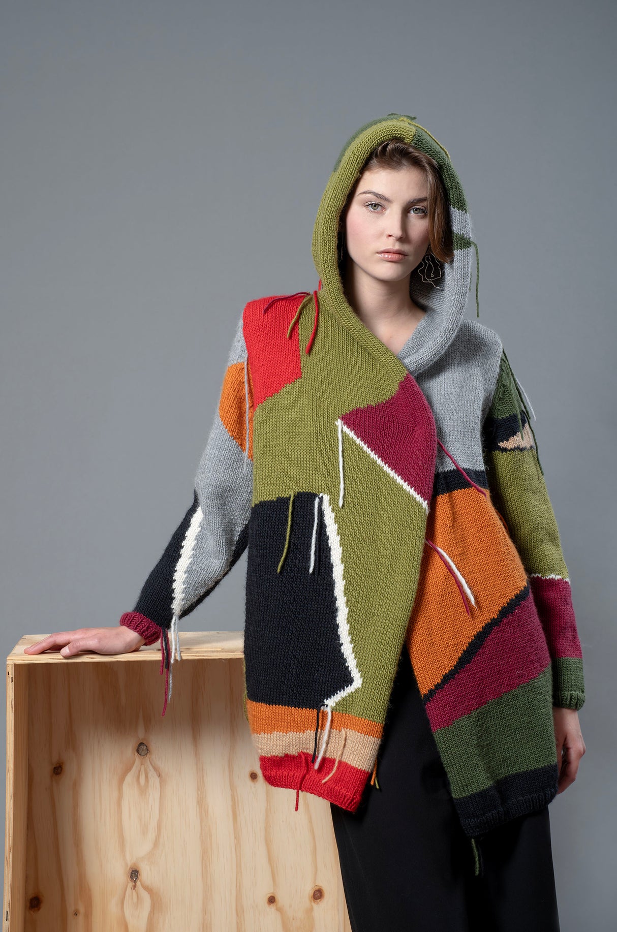 Victoria Moss handcrafted wool sweater in earthy green tones — Wooly Rouge