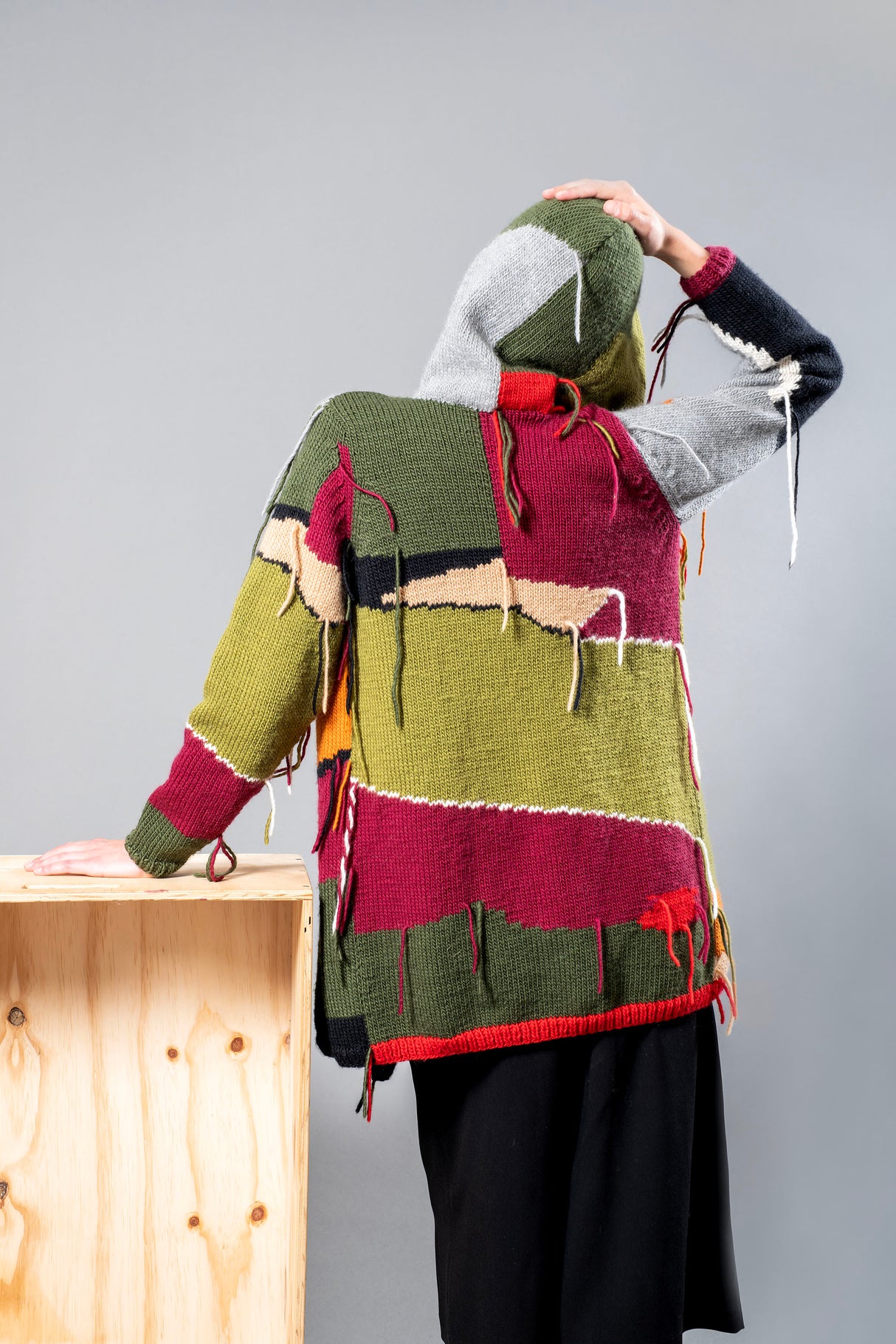 Victoria Moss handcrafted wool sweater in earthy green tones — Wooly Rouge