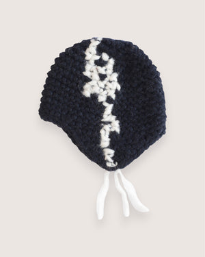 Fin embroidered cashmere and silk ear-flap hat, handcrafted — Wooly Rouge