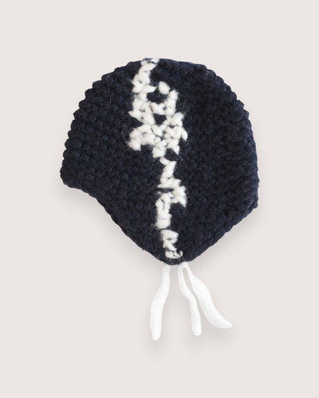 Fin embroidered cashmere and silk ear-flap hat, handcrafted — Wooly Rouge