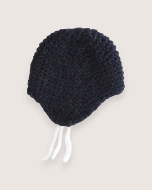 Fin embroidered cashmere and silk ear-flap hat, handcrafted — Wooly Rouge