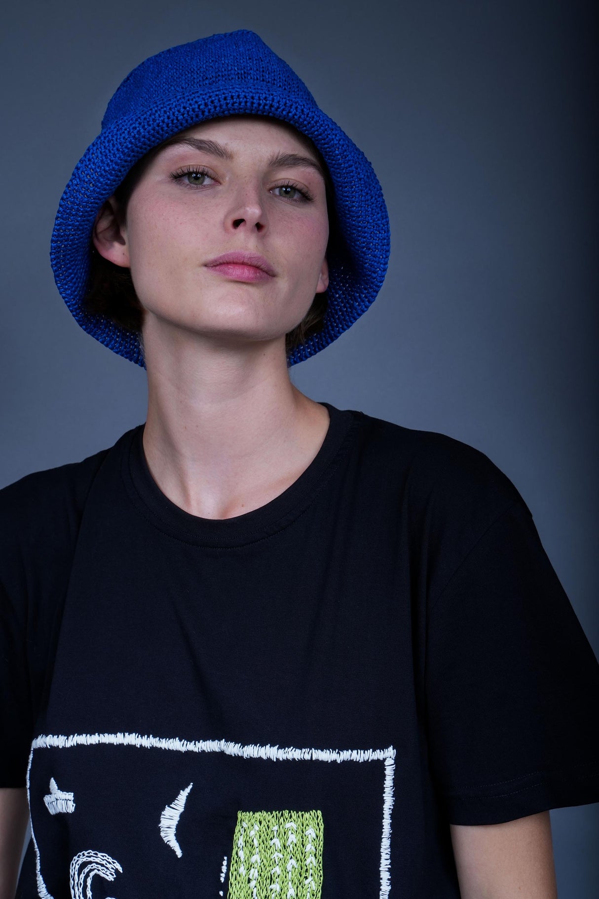 Blue handcrafted crochet cotton bucket hat — Wooly Rouge