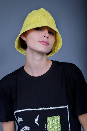 Yellow handcrafted crochet cotton bucket hat — Wooly Rouge