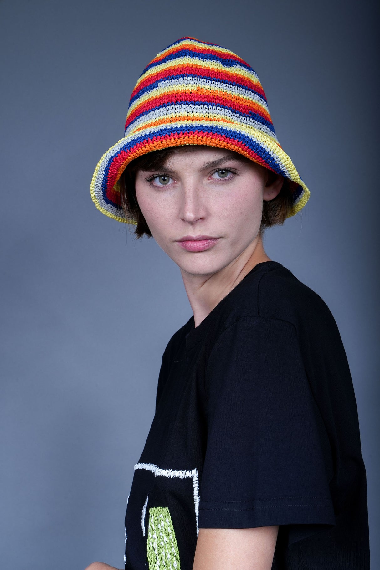 Striped handcrafted crochet cotton bucket hat — Wooly Rouge